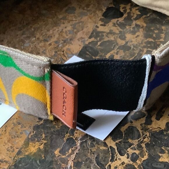 NWT COACH RAINBOW SIGNATURE COTTON/LEATHER VISOR NEW WITH TAG - Picture 7 of 9